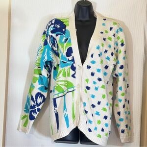 Vintage Chaus 80s Mixed Print Floral Cardigan – Size M – AS IS